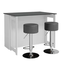 Vicco Bartisch-Set "Dominic", Anthrazit/Weiß, 116 x 37 cm mit 2 Barhockern