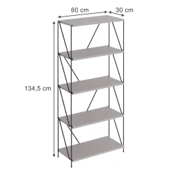 Vicco Bücherregal "Ravix", Greige/Schwarz, 60 x 134.5 cm