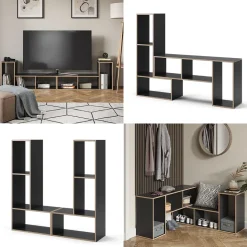 Vicco Bücherregal Tetrix, Regal für Bücher, Anthrazit, 112.8 x 56.4 cm 2er Set