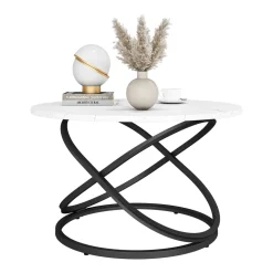 Vicco Couchtisch "Calgary", Weiß/Schwarz, 79.5 x 62 cm mit großer Arbeitsfläche