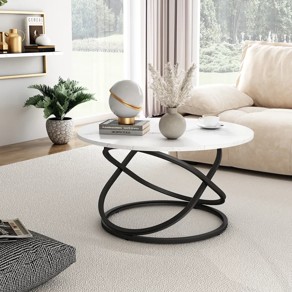 Vicco Couchtisch "Calgary", Weiß/Schwarz, 79.5 x 62 cm mit großer Arbeitsfläche