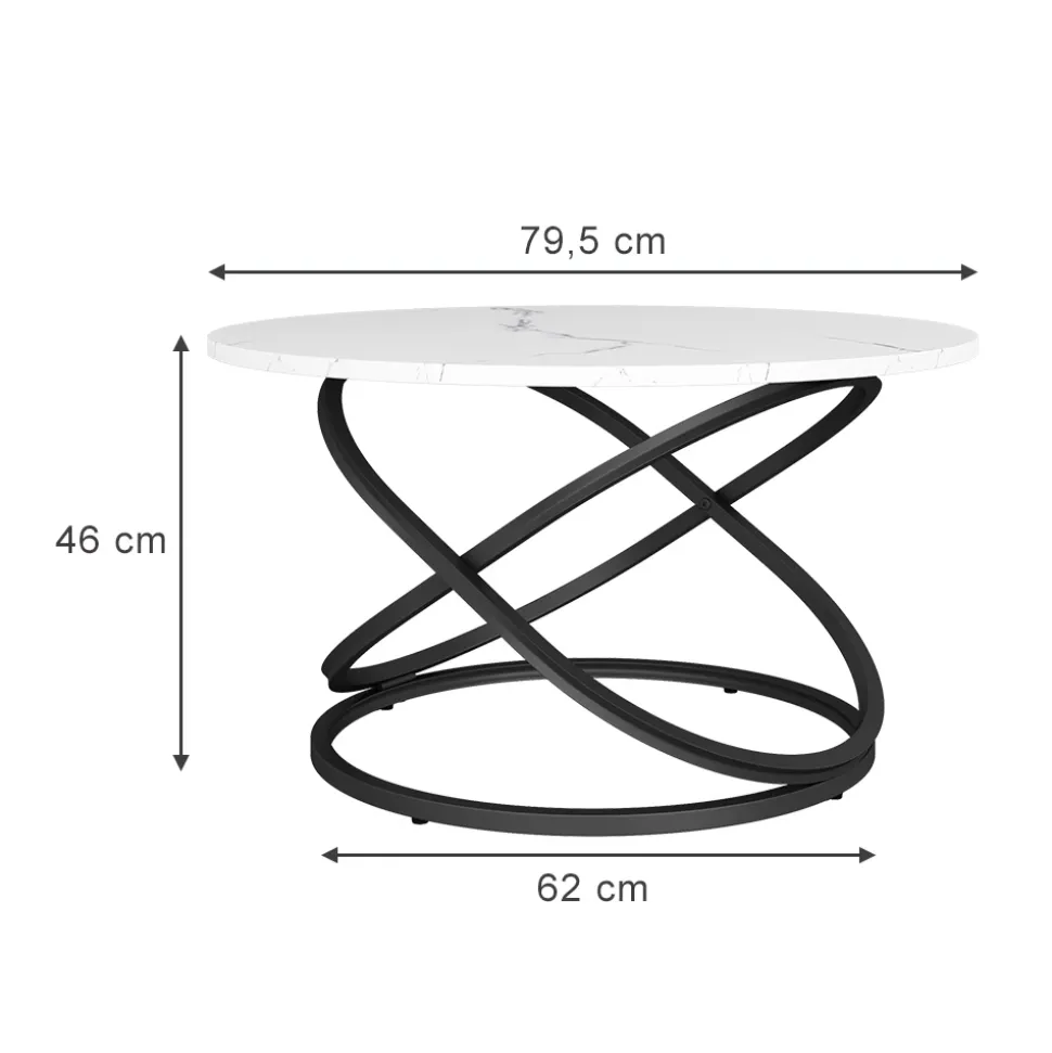 Vicco Couchtisch "Calgary", Weiß/Schwarz, 79.5 x 62 cm mit großer Arbeitsfläche