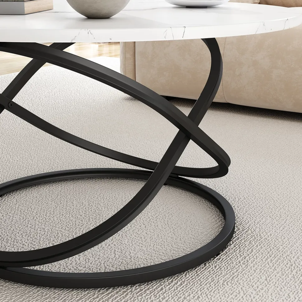 Vicco Couchtisch "Calgary", Weiß/Schwarz, 79.5 x 62 cm mit großer Arbeitsfläche