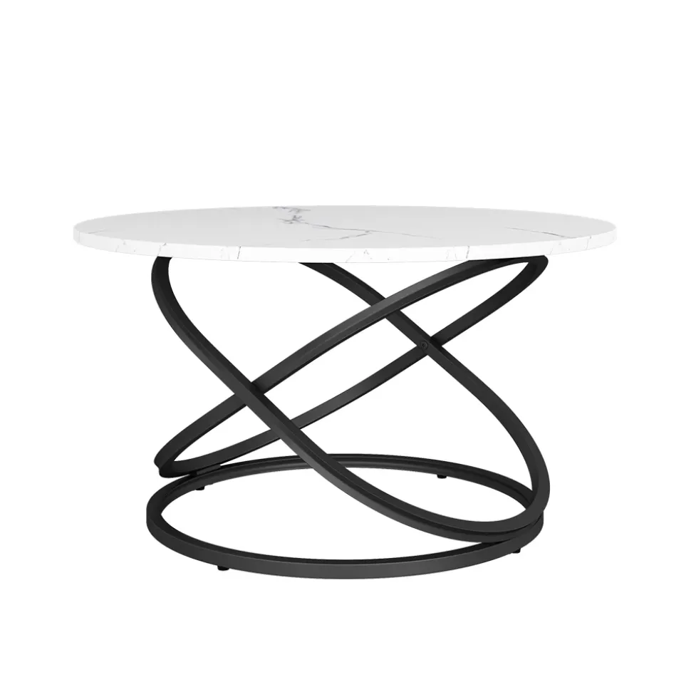 Vicco Couchtisch "Calgary", Weiß/Schwarz, 79.5 x 62 cm mit großer Arbeitsfläche