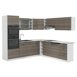 Vicco Eckküche R-Line, Küchenzeile in L-Form, Edelgrau/Weiß, 237 x 247 cm ohne Arbeitsplatte