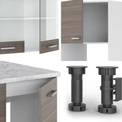 Vicco Eckküche R-Line, Küchenzeile in L-Form, Edelgrau/Weiß, 237 x 247 cm ohne Arbeitsplatte