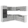 Vicco Eckküche R-Line, Küchenzeile in L-Form, Beton/Weiß, 237 x 247 cm ohne Arbeitsplatte