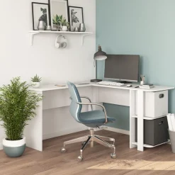 Vicco Eckschreibtisch Nikita, Winkelschreibtisch, Weiß, 140 x 140 cm