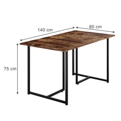 Vicco Esstisch "Merido", Eiche rustikal/Schwarz, 140 x 80 cm