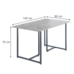 Vicco Esstisch "Merido", Grau/Marmor-Weiß, 140 x 80 cm