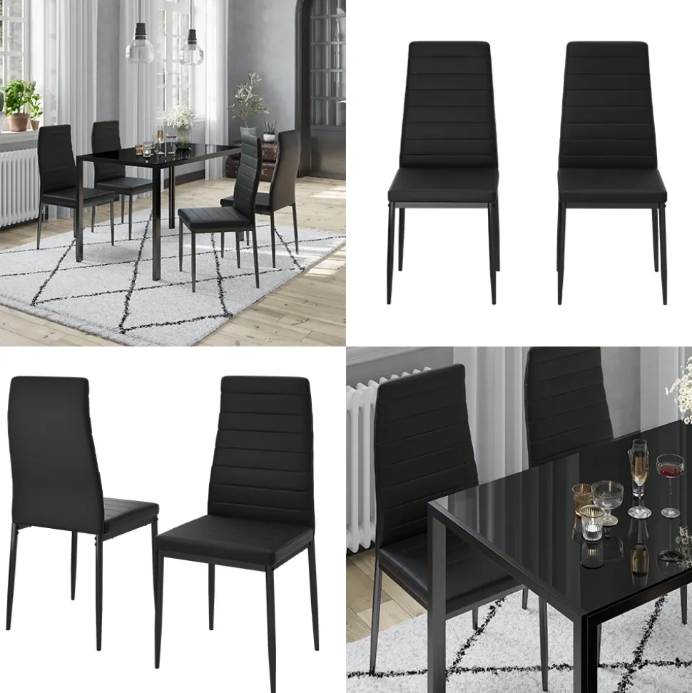 Vicco Esszimmerstuhl Grand, Stuhl, Schwarz, 42.5 x 48 cm 4er Set