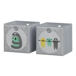 Vicco Faltbox, Regalbox für Kinder, Grau, 30 x 30 cm (Motiv Faultiere)