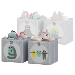 Vicco Faltbox, Regalbox für Kinder, Grau, 30 x 30 cm (Motiv Faultiere)