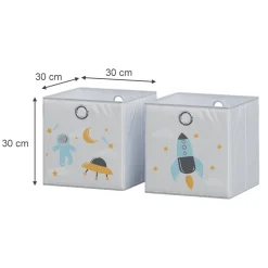 Vicco Faltbox, Regalbox für Kinder, Grau, 30 x 30 cm (Motiv Weltall)