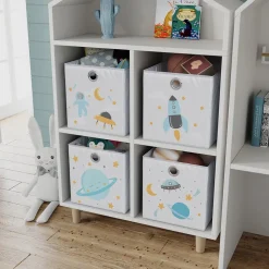 Vicco Faltbox, Regalbox für Kinder, Grau, 30 x 30 cm (Motiv Weltall)