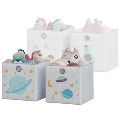 Vicco Faltbox, Regalbox für Kinder, Grau, 30 x 30 cm (Motiv Weltall)