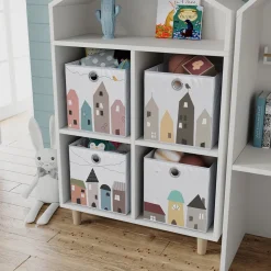 Vicco Faltbox, Regalbox für Kinder, Grau, 30 x 30 cm (Motiv Stadt)