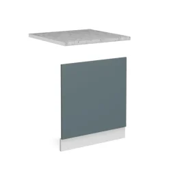 Vicco Frontblende R-Line, Geschirrspüler Fronttür, Blau-Grau/Weiß, 60 cm, AP Marmor