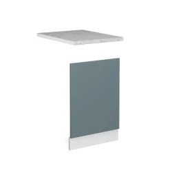 Vicco Frontblende R-Line, Geschirrspüler Fronttür, Blau-Grau/Weiß, 45 cm, AP Marmor