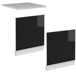 Vicco Frontblende R-Line, Geschirrspüler Fronttür, Schwarz Hochglanz/Weiß, 60 cm, AP Marmor