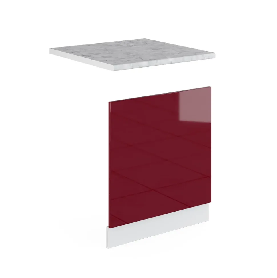 Vicco Frontblende R-Line, Geschirrspüler Fronttür, Rot/Weiß, 60 cm ohne Arbeitsplatte