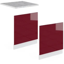 Vicco Frontblende R-Line, Geschirrspüler Fronttür, Rot/Weiß, 60 cm ohne Arbeitsplatte