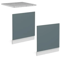 Vicco Frontblende R-Line, Geschirrspüler Fronttür, Blau-Grau/Weiß, 60 cm ohne Arbeitsplatte