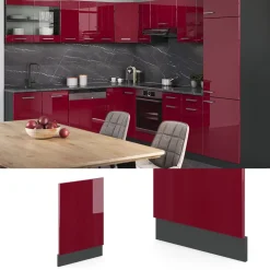 Vicco Frontblende R-Line, Geschirrspüler Fronttür, Rot/Anthrazit, 45 cm ohne Arbeitsplatte