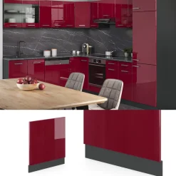 Vicco Frontblende R-Line, Geschirrspüler Fronttür, Rot/Anthrazit, 60 cm ohne Arbeitsplatte