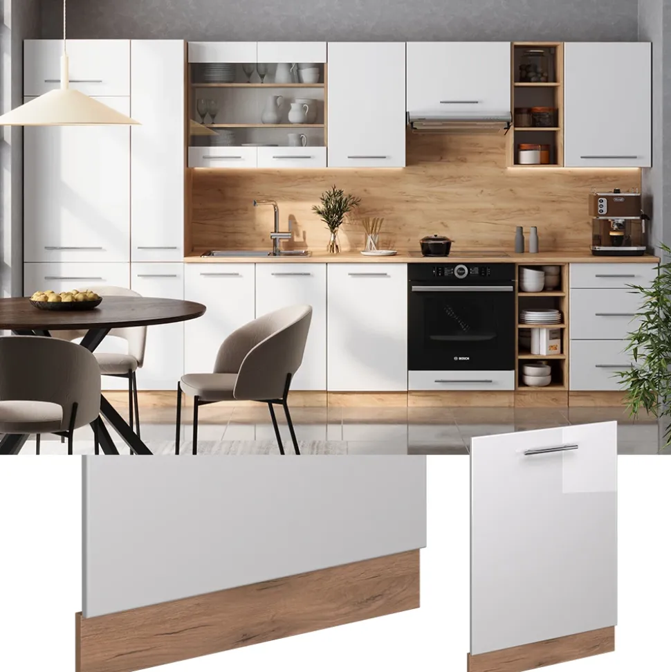 Vicco Geschirrspülblende "Fame-Line", Weiß Hochglanz, 60 cm ohne Arbeitsplatte