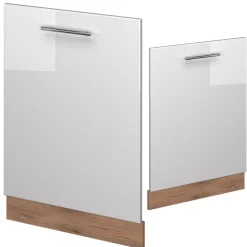 Vicco Geschirrspülblende Fame-Line, Geschirrspüler Fronttür, Weiß Hochglanz, 60 cm, AP Eiche