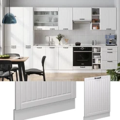 Vicco Geschirrspülblende Fame-Line, Geschirrspüler Fronttür, Weiß Landhaus, 60 cm, AP Anthrazit