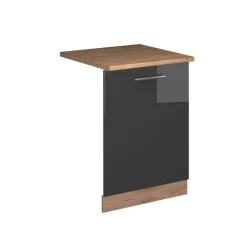 Vicco Geschirrspülblende "Fame-Line", Anthrazit Hochglanz, 60 cm , AP Eiche