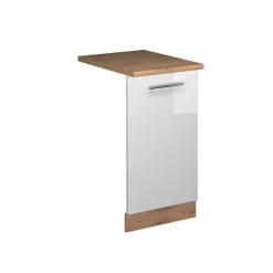 Vicco Geschirrspülblende Fame-Line, Geschirrspüler Fronttür, Weiß Hochglanz, 45 cm, AP Eiche