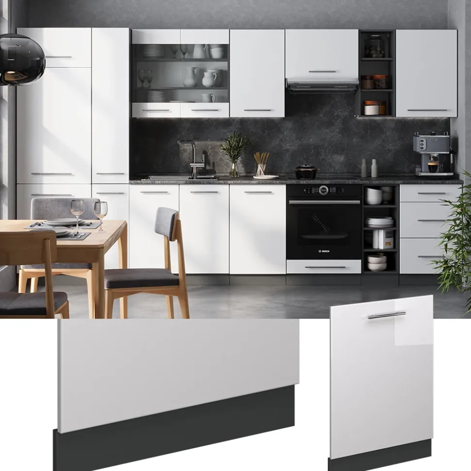 Vicco Geschirrspülblende "Fame-Line", Weiß Hochglanz, 60 cm ohne Arbeitsplatte