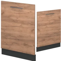 Vicco Geschirrspülblende Fame-Line, Geschirrspüler Fronttür, Goldkraft Eiche, 60 cm, AP Marmor