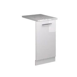 Vicco Geschirrspülblende Fame-Line, Geschirrspüler Fronttür, Weiß Hochglanz, 45 cm, AP Marmor