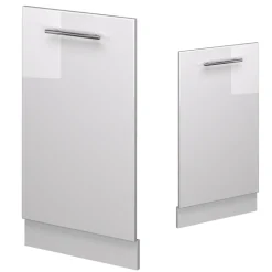 Vicco Geschirrspülblende Fame-Line, Geschirrspüler Fronttür, Weiß Hochglanz, 45 cm, AP Marmor