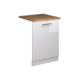 Vicco Geschirrspülblende Fame-Line, Geschirrspüler Fronttür, Weiß Hochglanz, 60 cm, AP Eiche