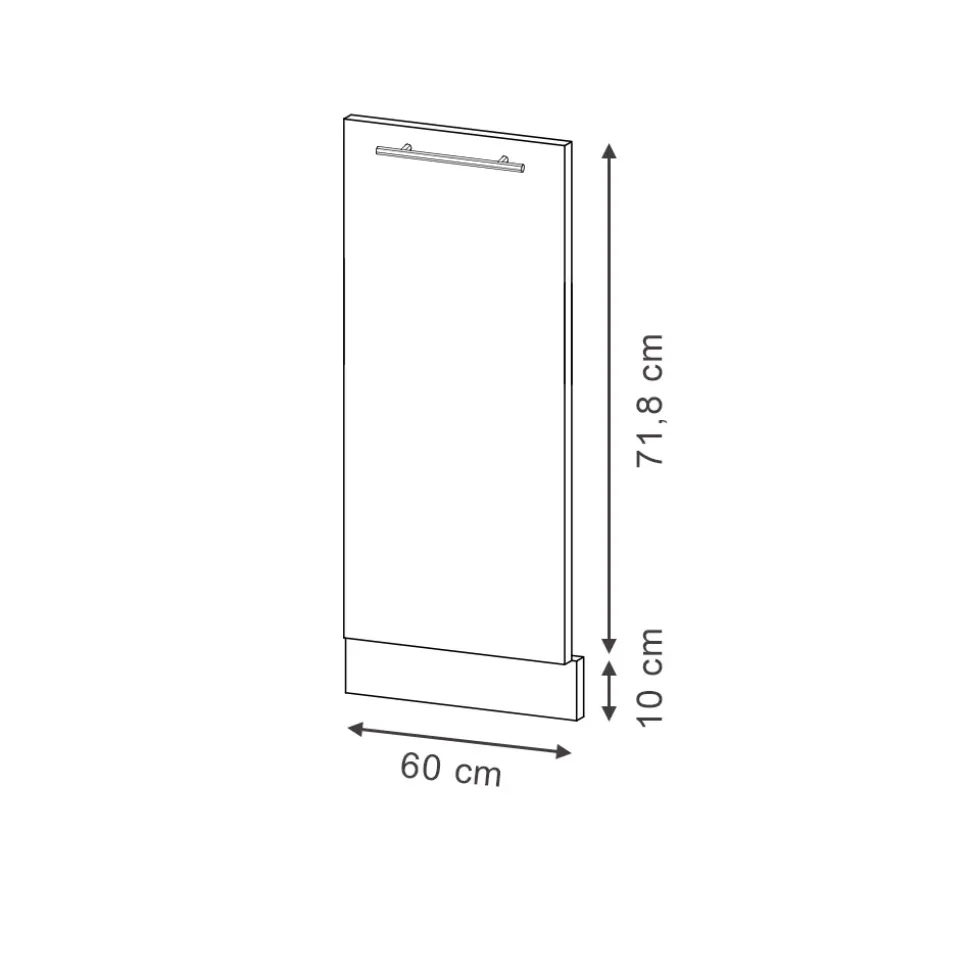 Vicco Geschirrspülblende Fame-Line, Geschirrspüler Fronttür, Weiß Hochglanz, 60 cm, AP Eiche
