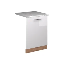 Vicco Geschirrspülblende Fame-Line, Geschirrspüler Fronttür, Weiß Hochglanz, 60 cm, AP Marmor