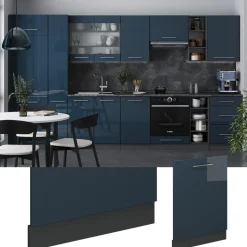 Vicco Geschirrspülblende "Fame-Line", Dunkelblau Hochglanz, 60 cm ohne Arbeitsplatte