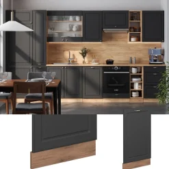 Vicco Geschirrspülblende "Fame-Line", Anthrazit-Gold Landhaus, 45 cm , AP Anthrazit