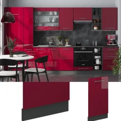 Vicco Geschirrspülblende "Fame-Line", Bordeaux Hochglanz, 45 cm , AP Anthrazit