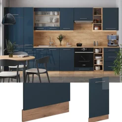 Vicco Geschirrspülblende "Fame-Line", Dunkelblau Hochglanz, 45 cm ohne Arbeitsplatte