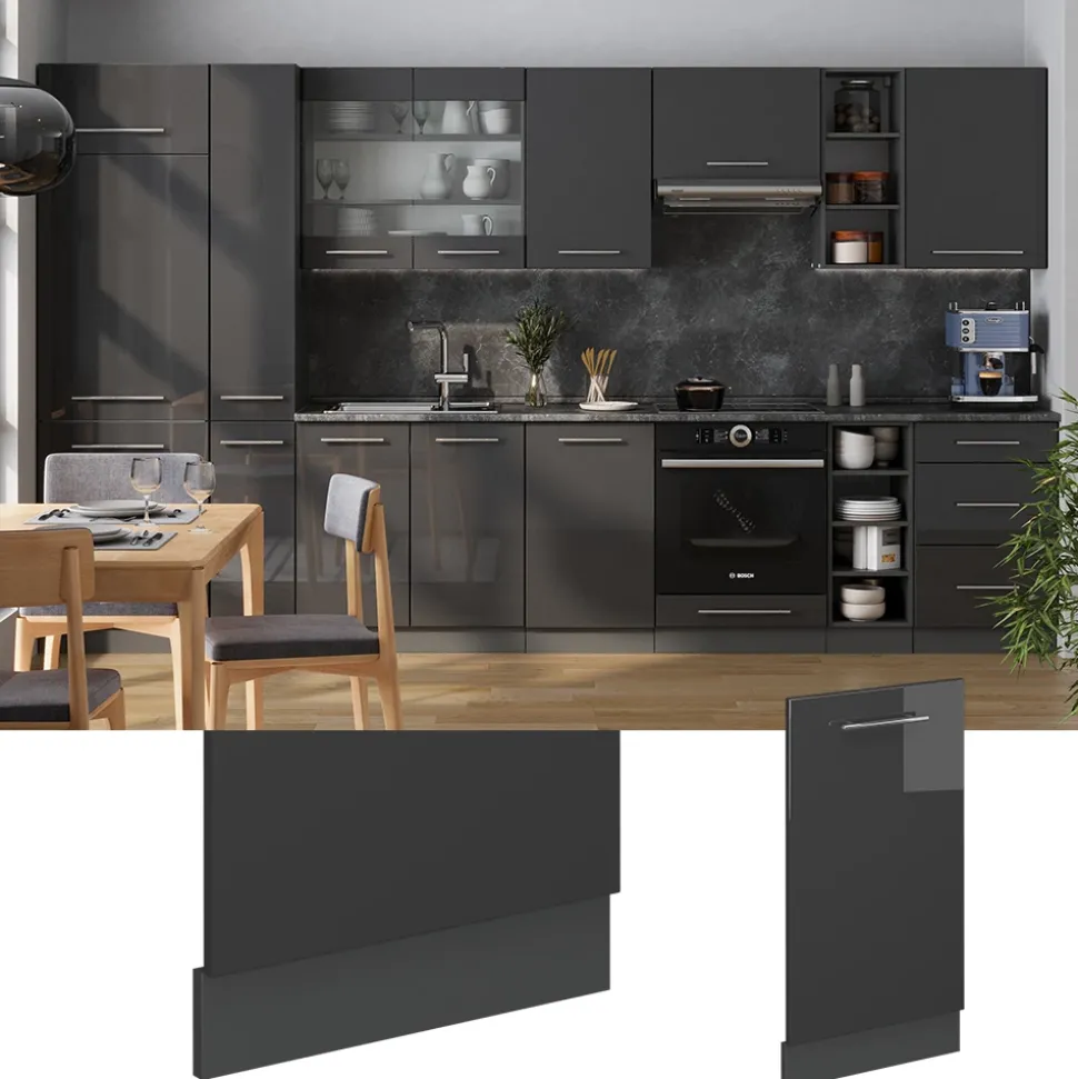 Vicco Geschirrspülblende "Fame-Line", Anthrazit Hochglanz, 45 cm ohne Arbeitsplatte