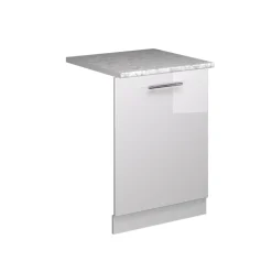 Vicco Geschirrspülblende Fame-Line, Geschirrspüler Fronttür, Weiß Hochglanz, 60 cm, AP Marmor