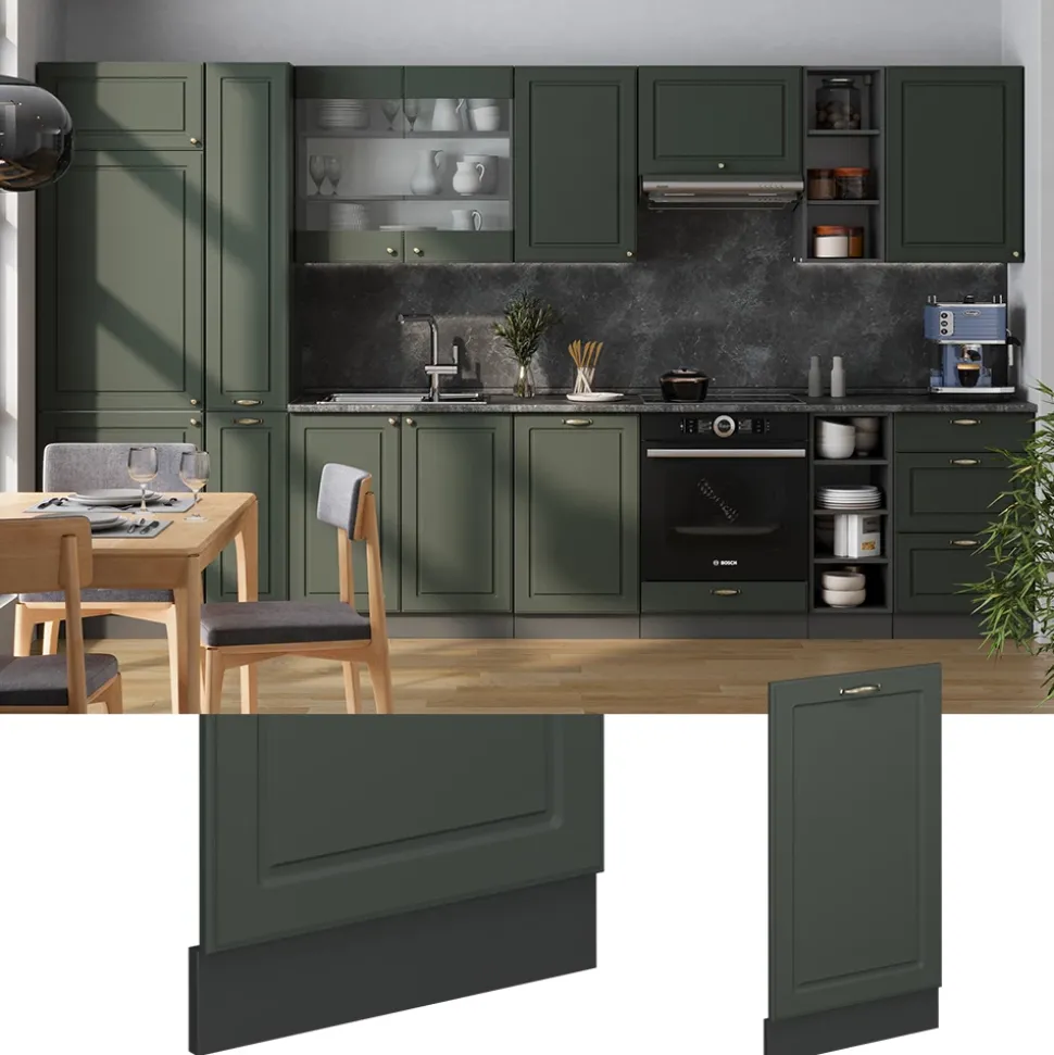 Vicco Geschirrspülblende "Fame-Line", Grün-Gold Landhaus, 45 cm ohne Arbeitsplatte