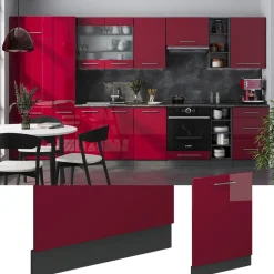 Vicco Geschirrspülblende "Fame-Line", Bordeaux Hochglanz, 60 cm , AP Marmor