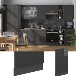 Vicco Geschirrspülblende "Fame-Line", Anthrazit Hochglanz, 45 cm , AP Eiche